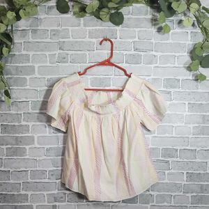 NWT Honey Punch Pastel Linen Off Shoulder Blouse Size S